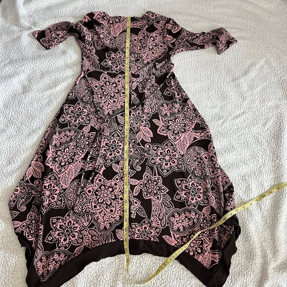 VTG Speechless y2k Babydoll Midi Dress XS Stretchy Brown Pink Asymmetrical - Picture 10 of 10